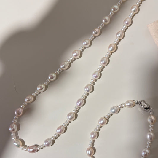 Aurora Freshwater Rice Pearl Design Necklace FNS3565