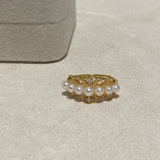 (Pre-order) 3.5-4mm Vintage Lace Freshwater Pearl Ring FRS0354