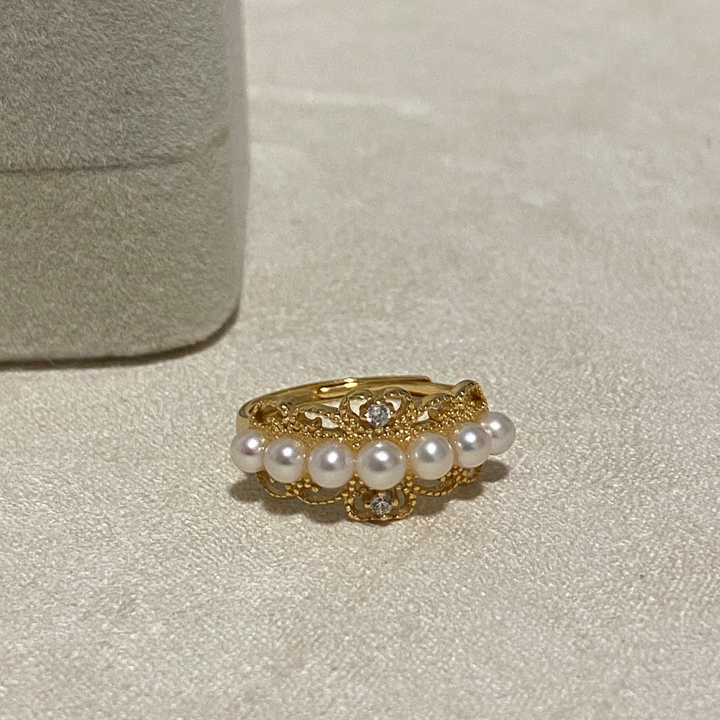 (Pre-order) 3.5-4mm Vintage Lace Freshwater Pearl Ring FRS0354