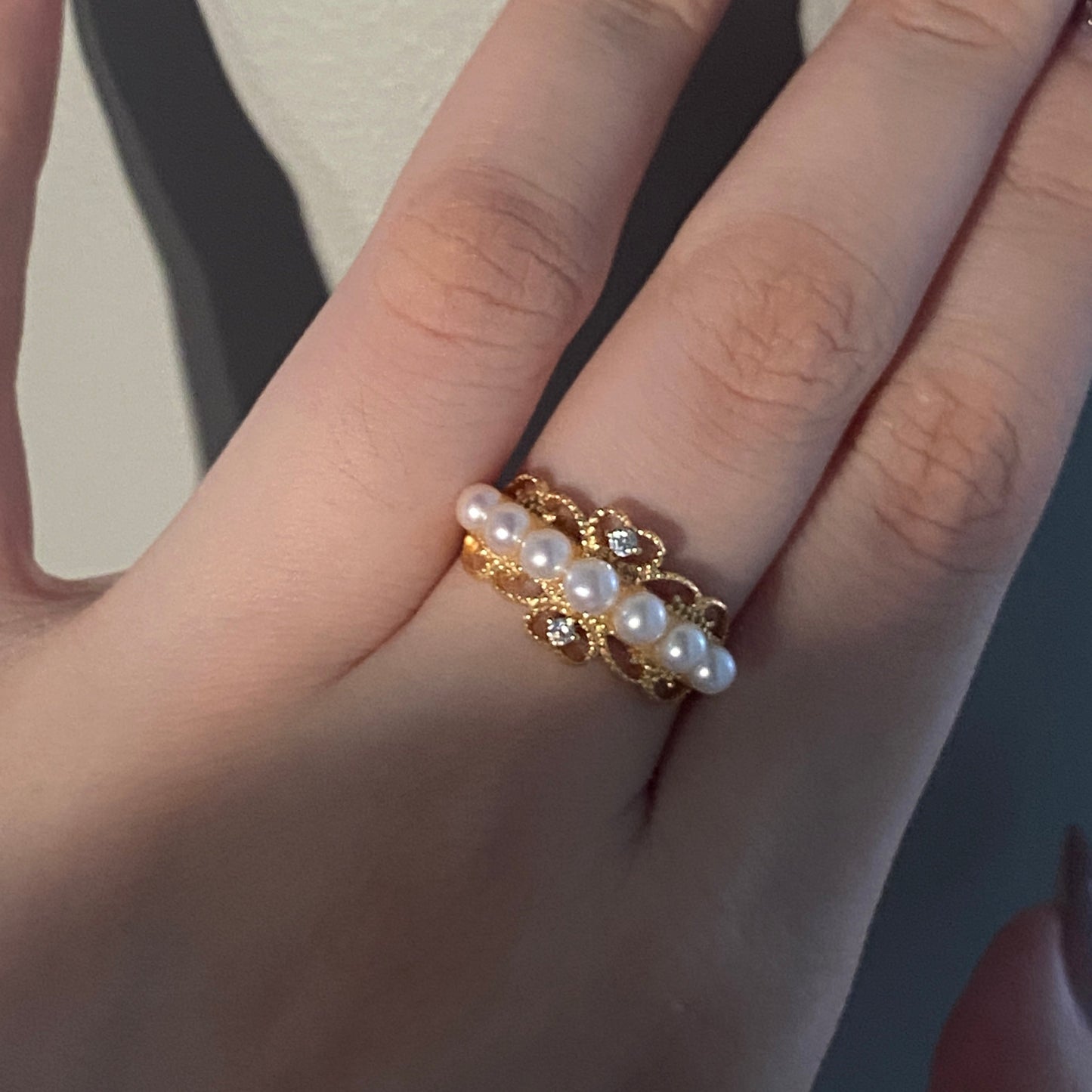 (Pre-order) 3.5-4mm Vintage Lace Freshwater Pearl Ring FRS0354