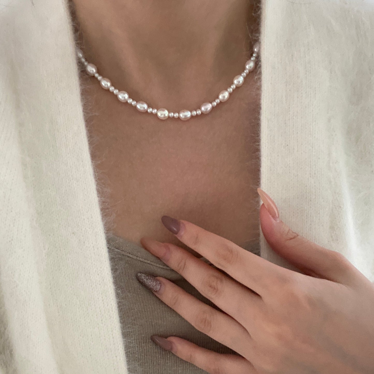 Aurora Freshwater Rice Pearl Design Necklace FNS3565