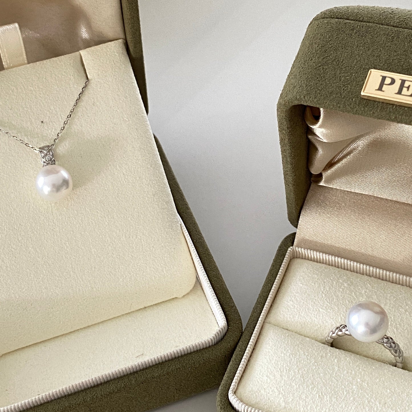 18K White Gold Diamond Pattern Australian South Sea Pearl Sets ASPPS002