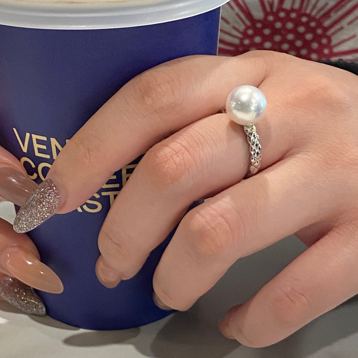 18K White Gold Diamond Pattern Australian South Sea Pearl Sets ASPPS002