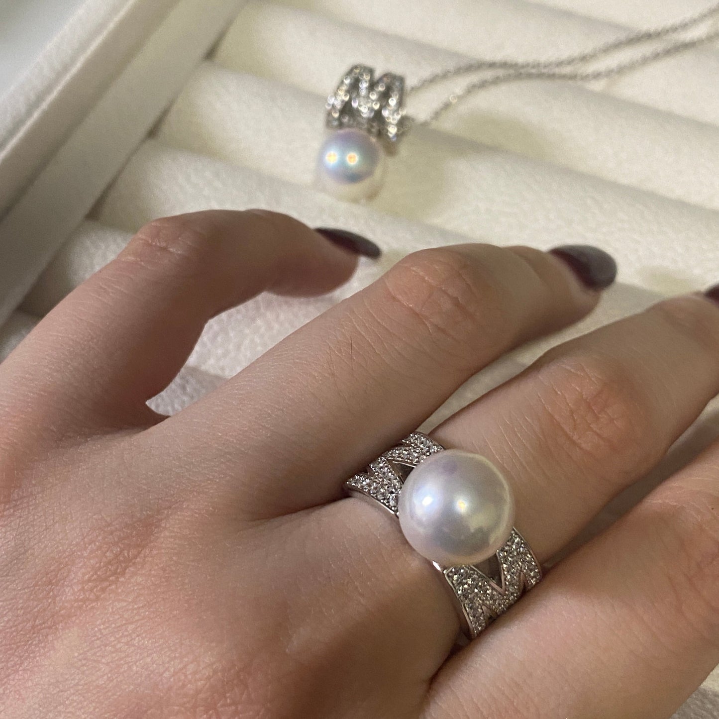 M Shape Aurora Freshwater Pearl Sets FPPS003