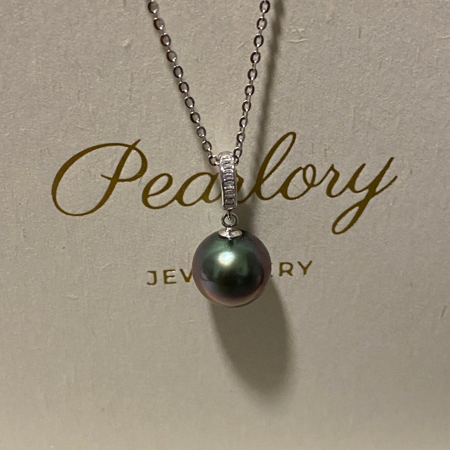 18K White Gold Tahitian Pearl Necklace TN18KZ1060