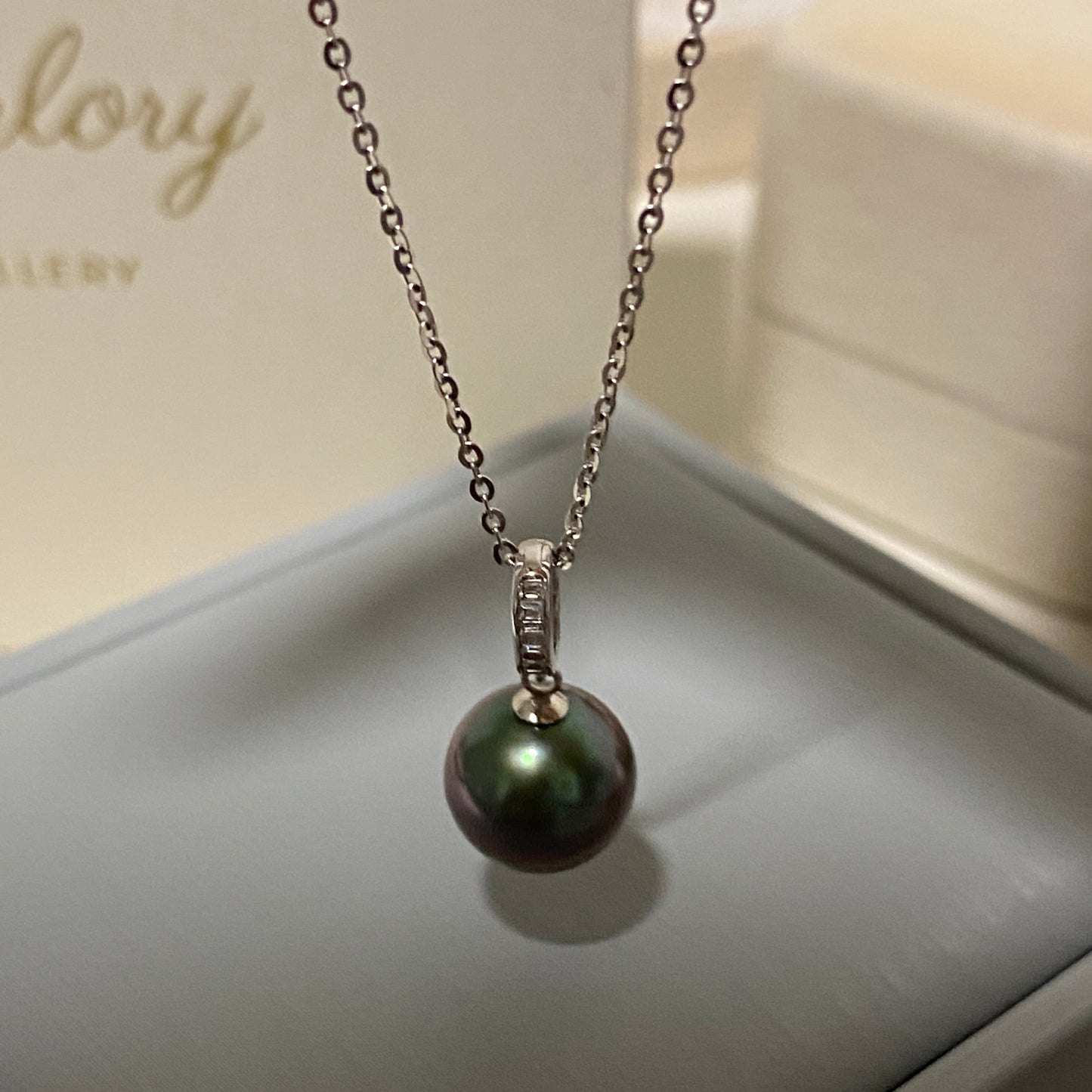 18K White Gold Tahitian Pearl Necklace TN18KZ1060
