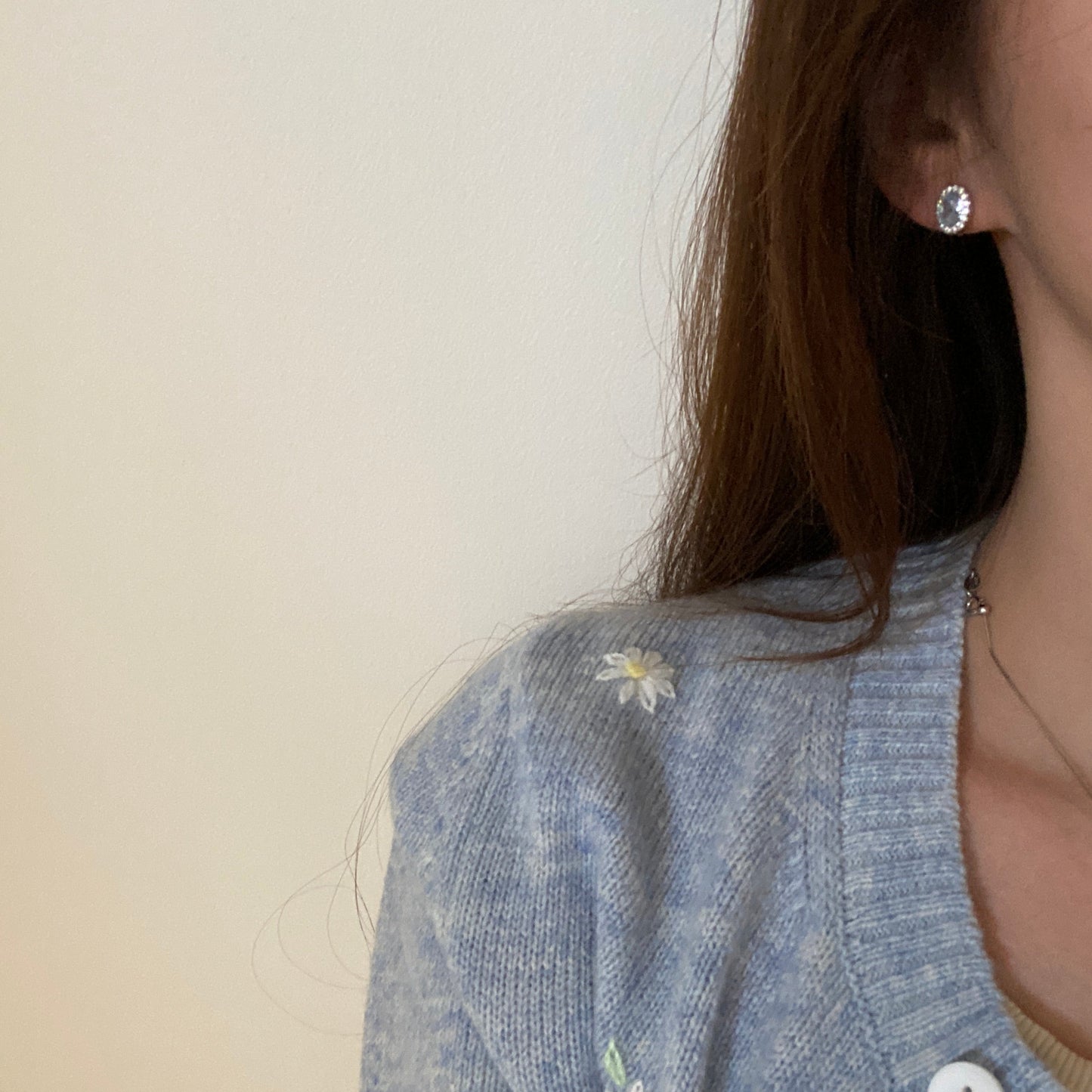 (Pre-order) 9-10mm Aquamarine Zircon Freshwater Pearl Earrings FES0970