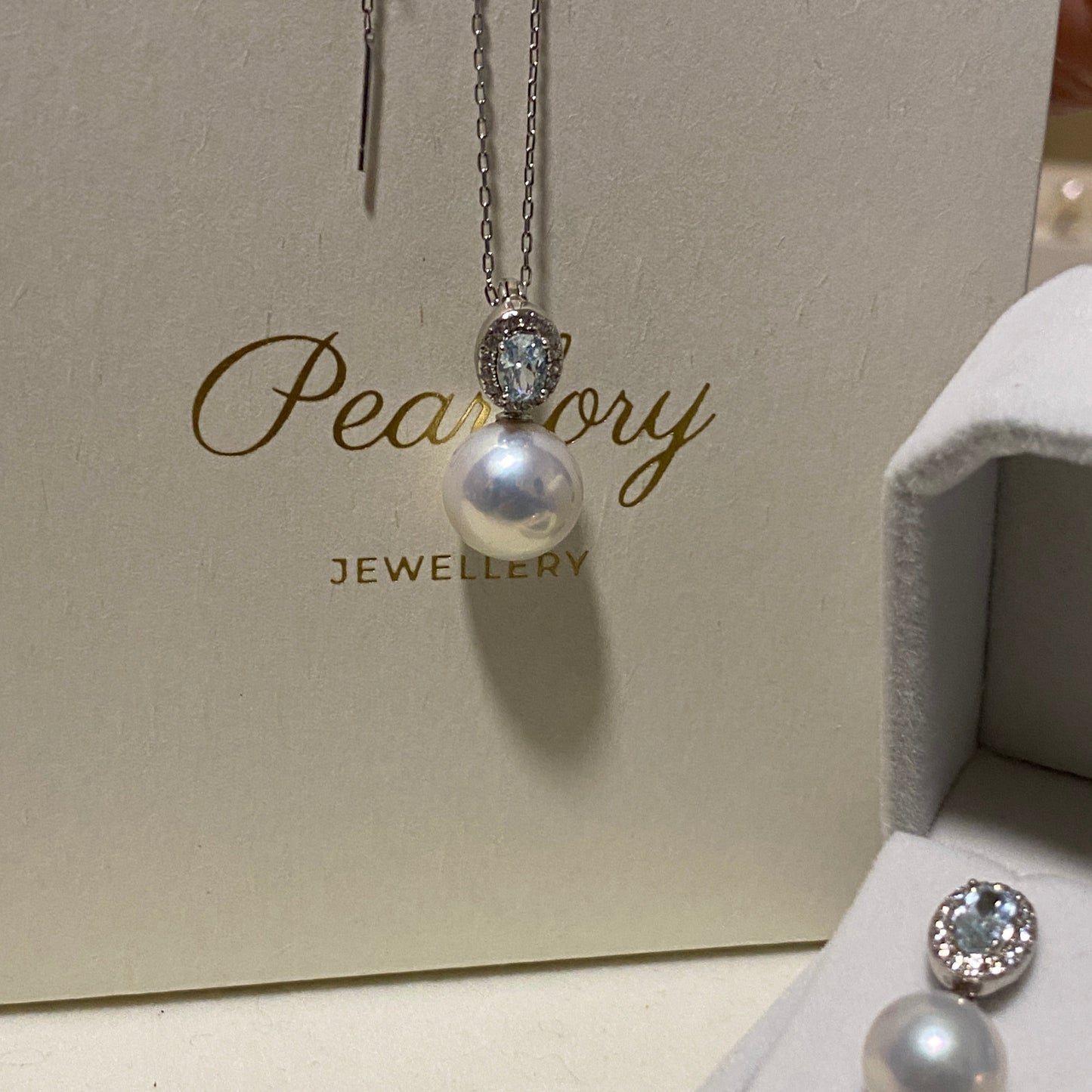 (Pre-order) Aquamarine Zirconia Freshwater Pearl Sets FRPPS0007