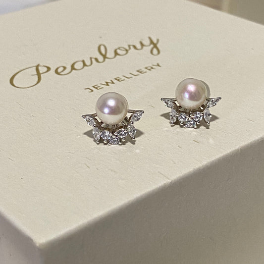 Convertible Ruffled Freshwater Pearl Stud Earrings FES6769