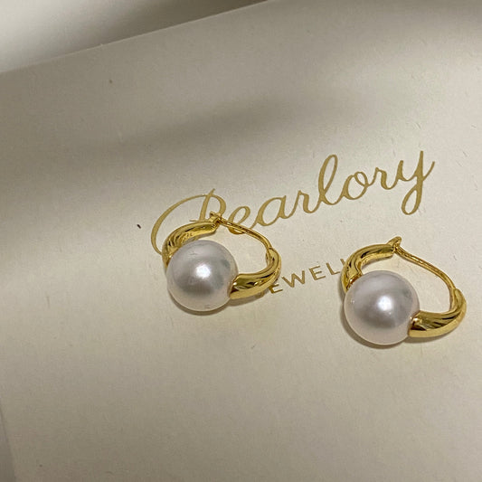 French Vintage Style Australian White Pearl Earrings SESG9899
