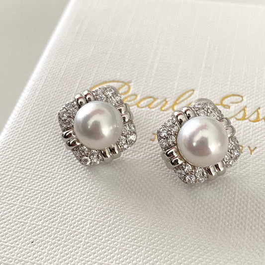 9-10mm Vintage Style Square Australian South Sea Pearl Stud Earrings SES9798
