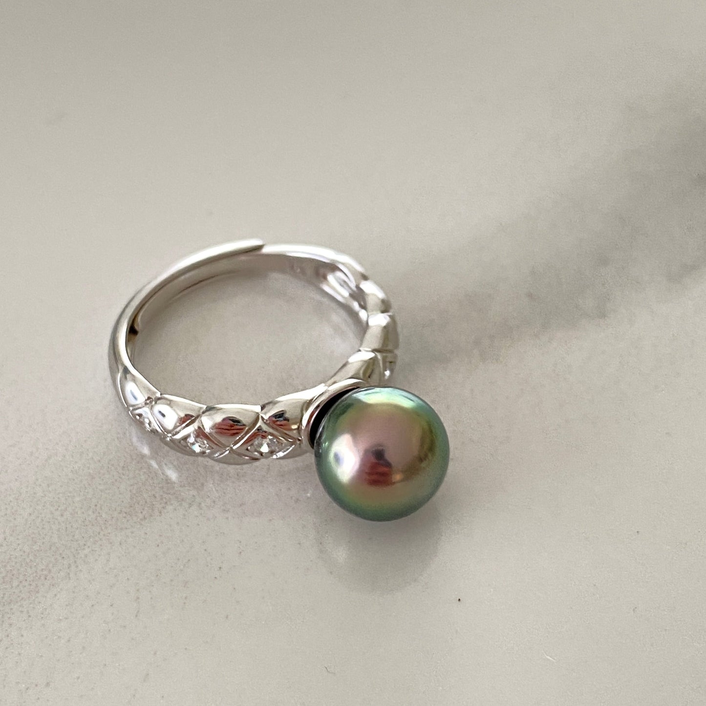 Classic Quilted Tahitian Pearl Ring TRS0900
