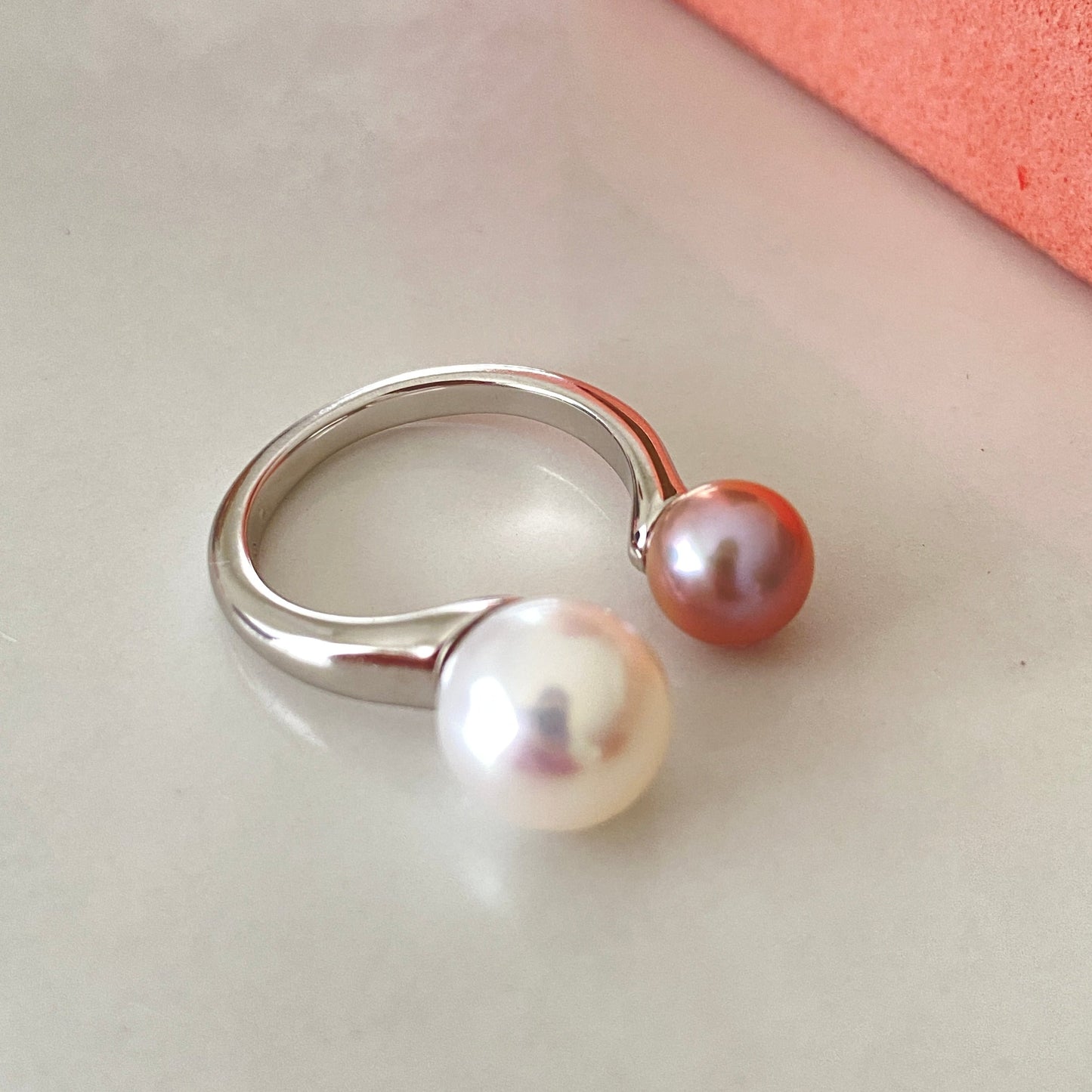 Lively Pink Aurora Freshwater Pearl Ring FRS6597