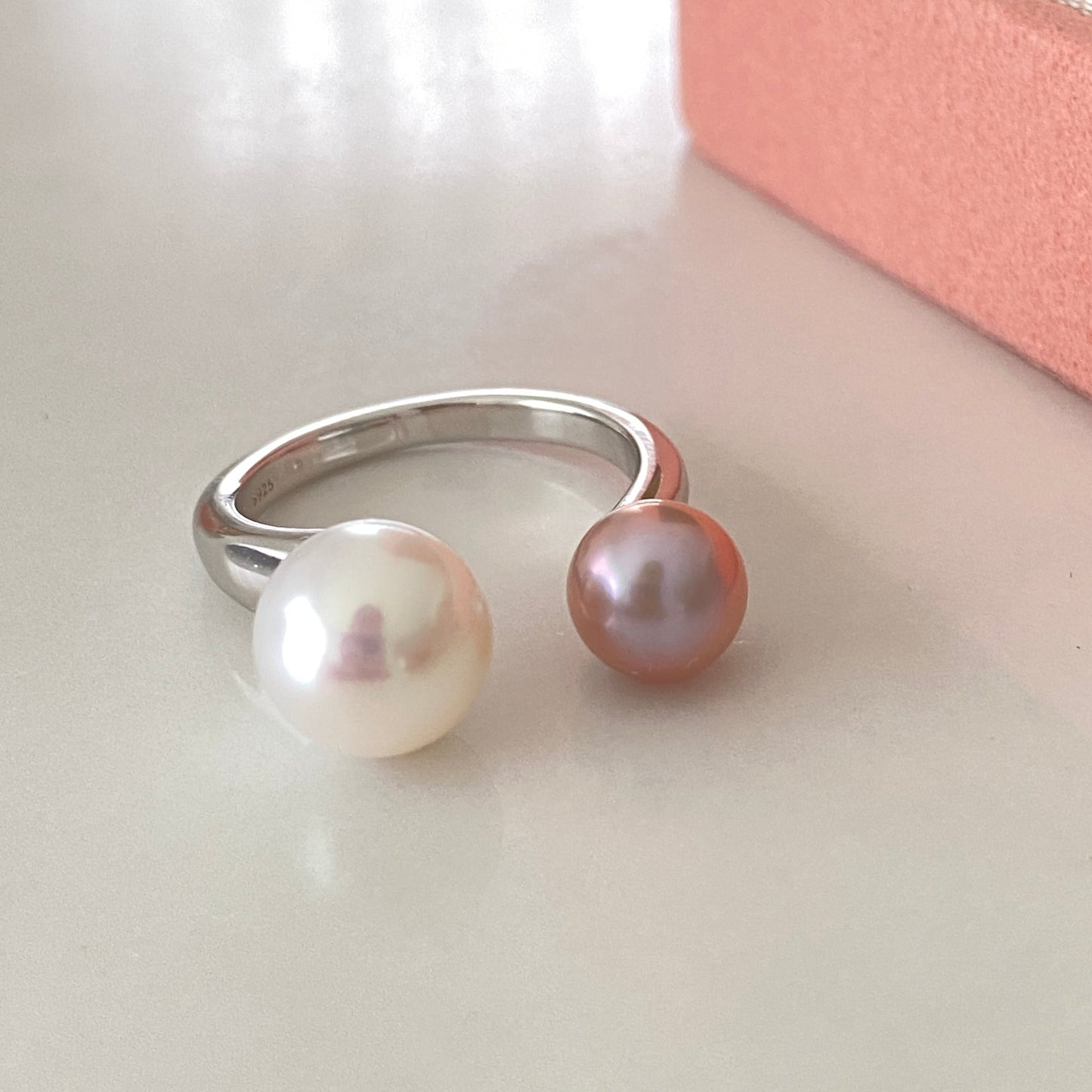 Lively Pink Aurora Freshwater Pearl Ring FRS6597