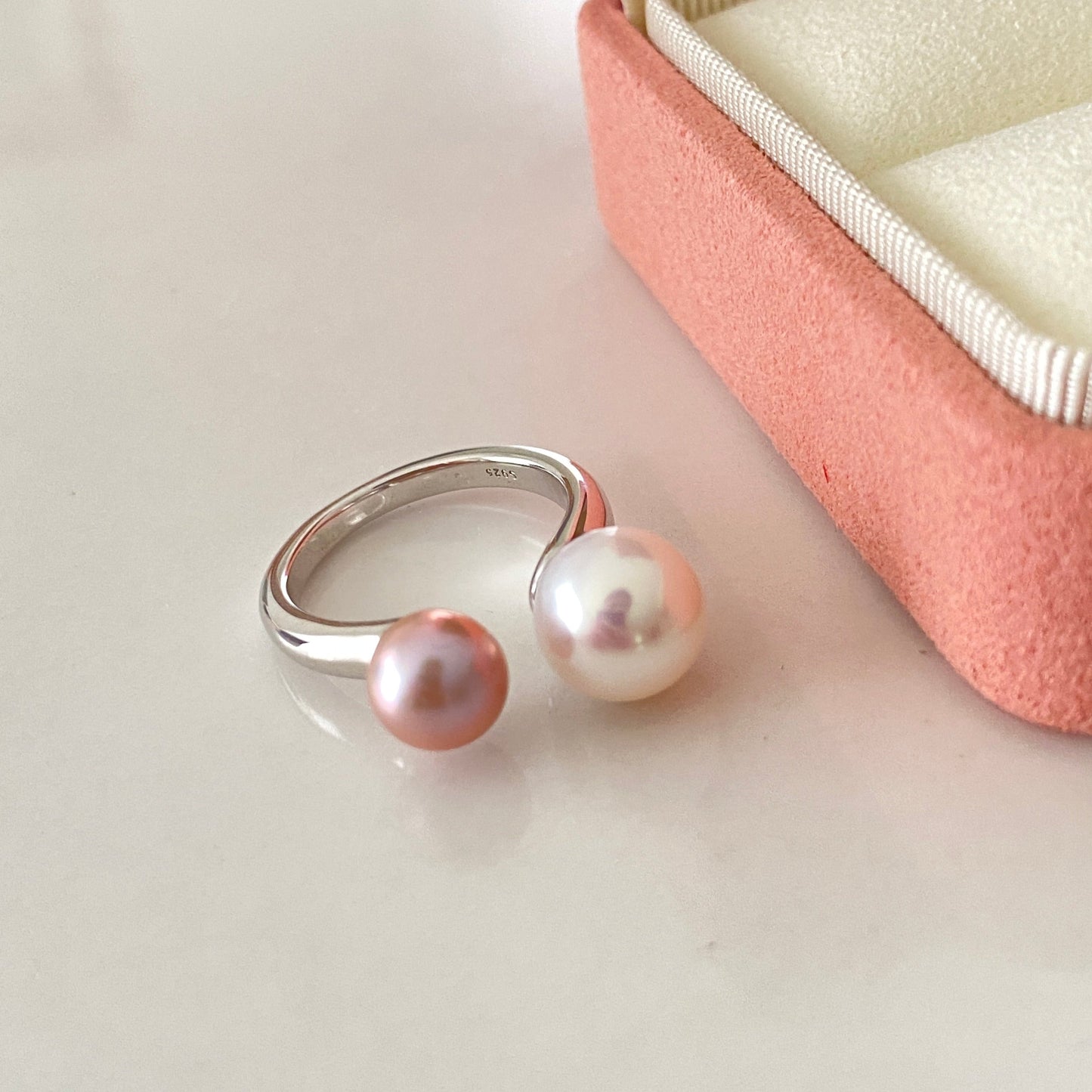 Lively Pink Aurora Freshwater Pearl Ring FRS6597