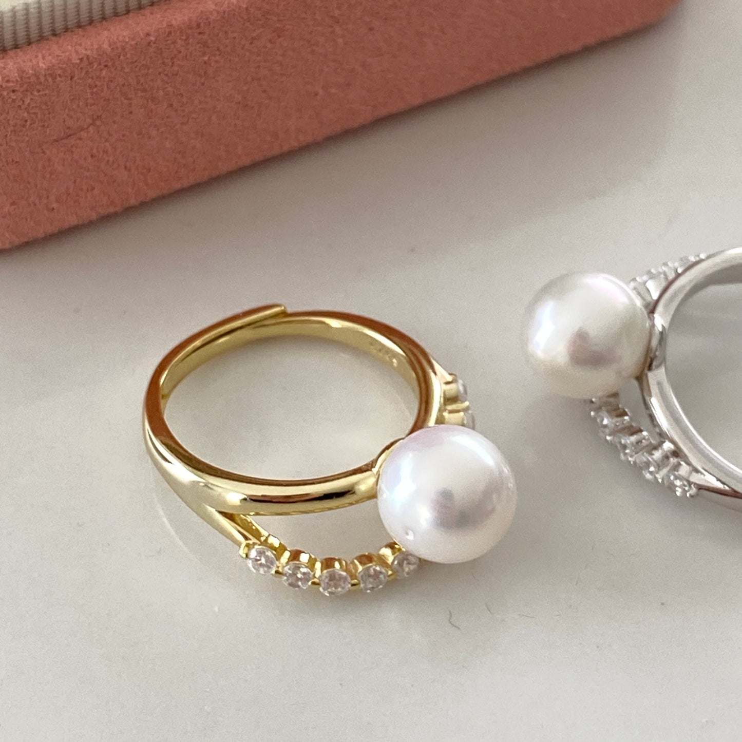 (Pre-order) Double Row Australian South Sea Pearl Ring - Gold