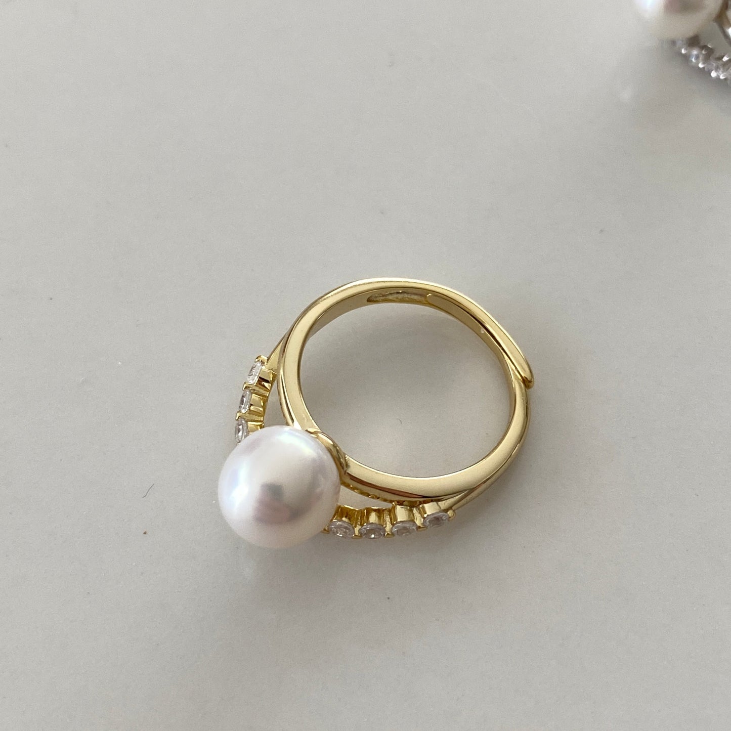(Pre-order) Double Row Australian South Sea Pearl Ring - Gold