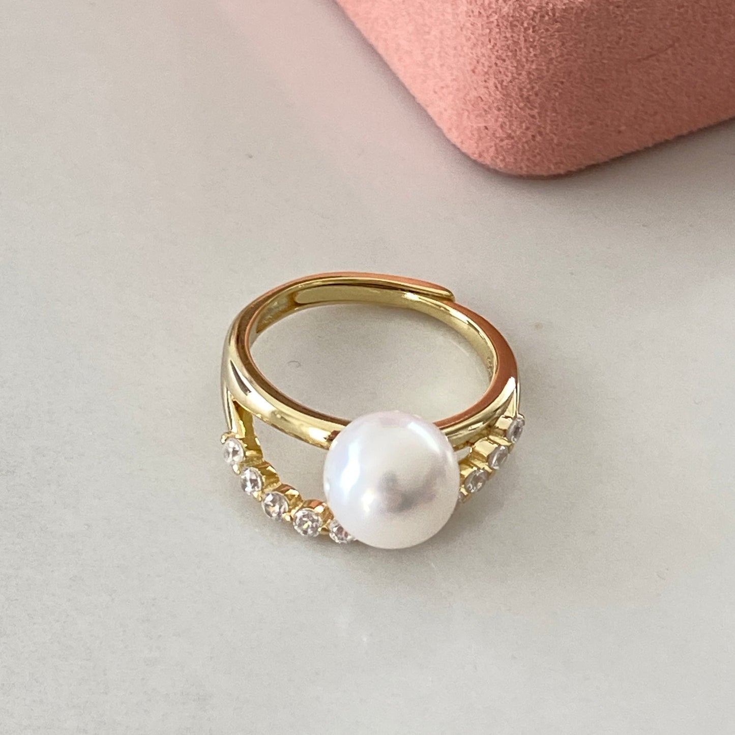 (Pre-order) Double Row Australian South Sea Pearl Ring - Gold