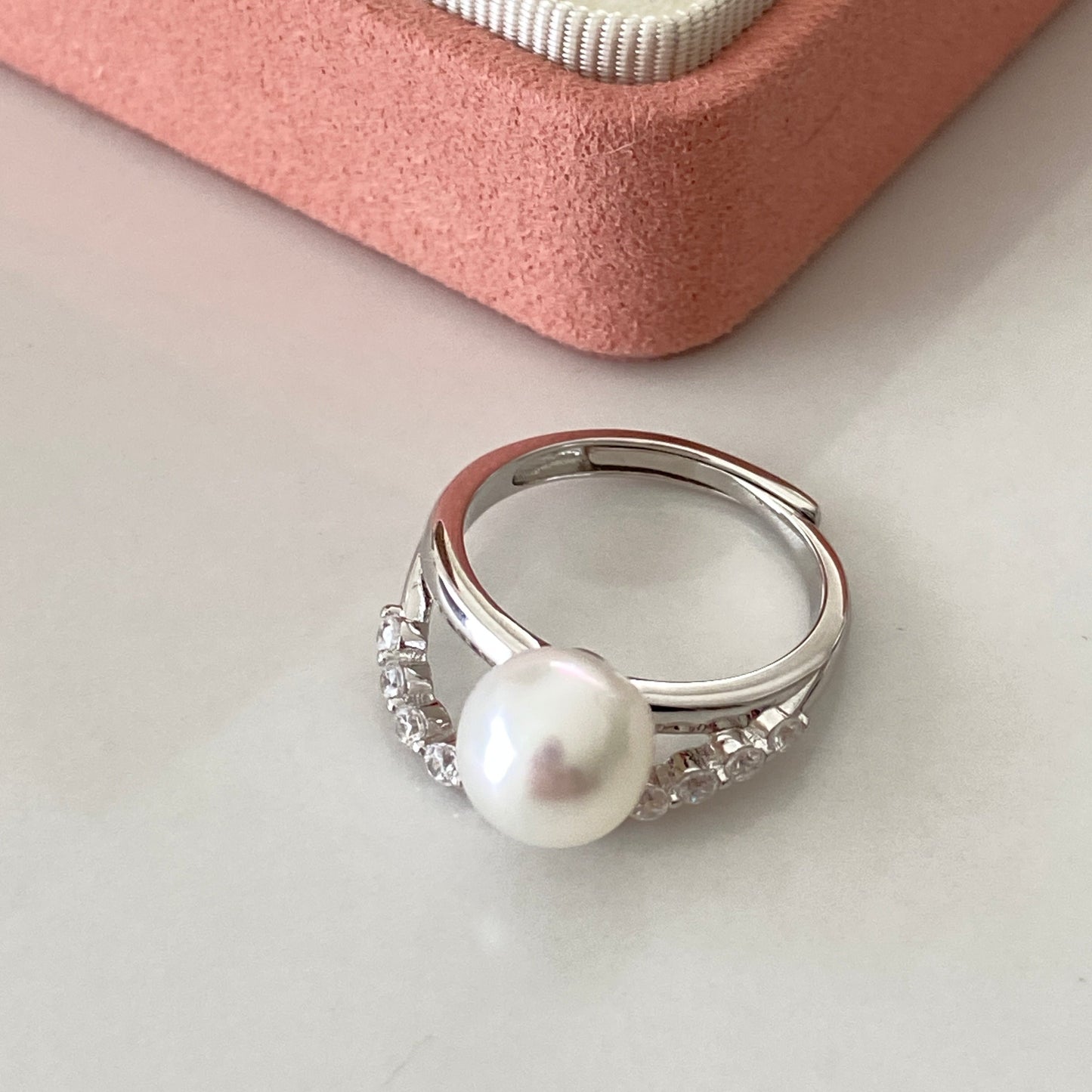 (Pre-order) Double Row Australian South Sea Pearl Ring - Silver