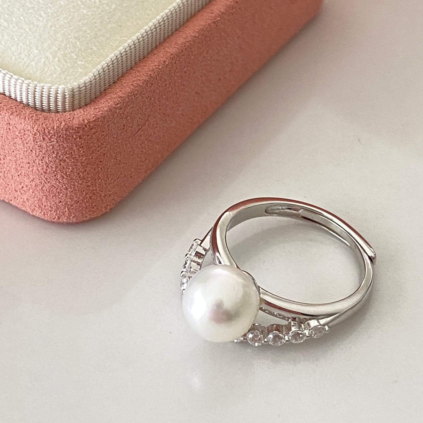 (Pre-order) Double Row Australian South Sea Pearl Ring - Silver
