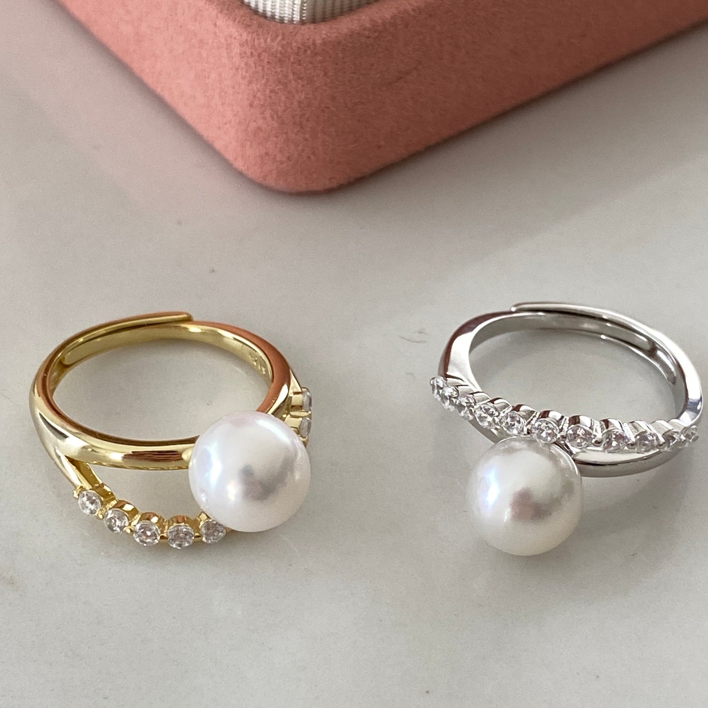 (Pre-order) Double Row Australian South Sea Pearl Ring - Silver