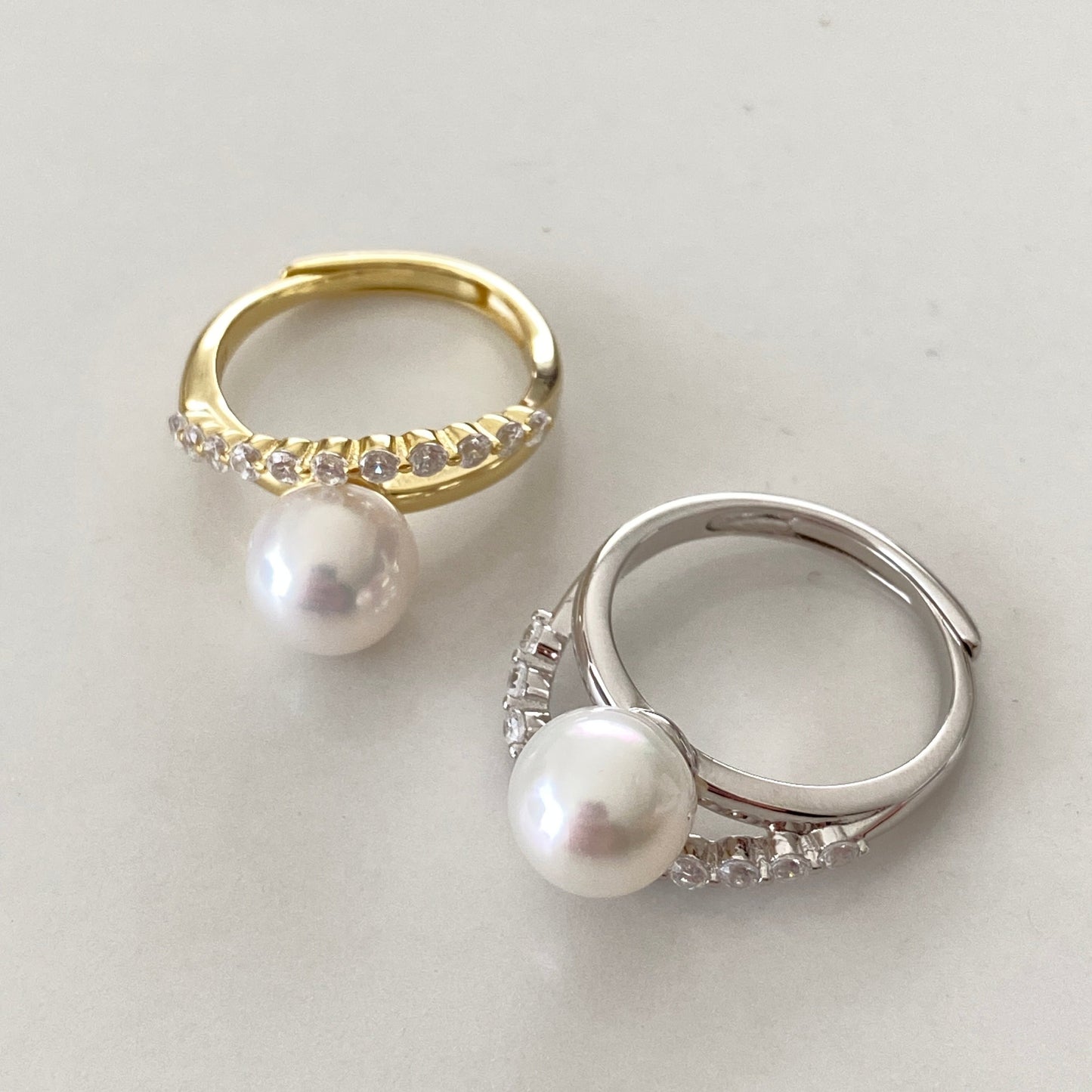 (Pre-order) Double Row Australian South Sea Pearl Ring - Silver
