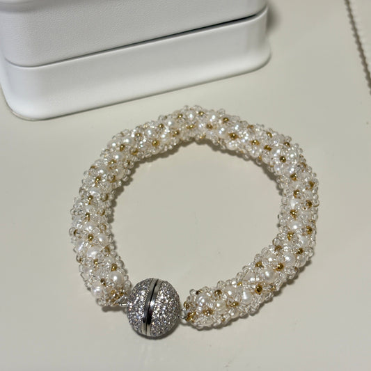 Hand-woven Aurora Freshwater Pearl Bracelet