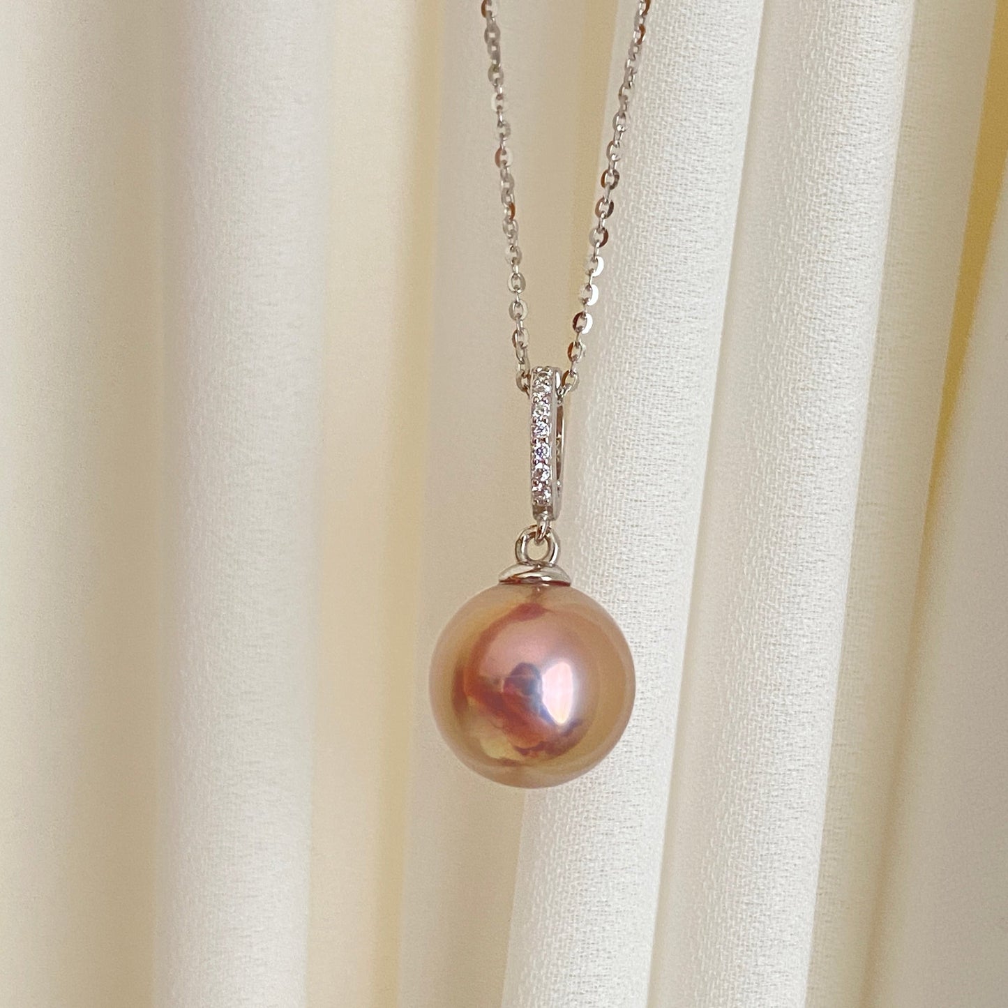 Light Pink Aurora Freshwater Pearl Necklace FNSZ1151