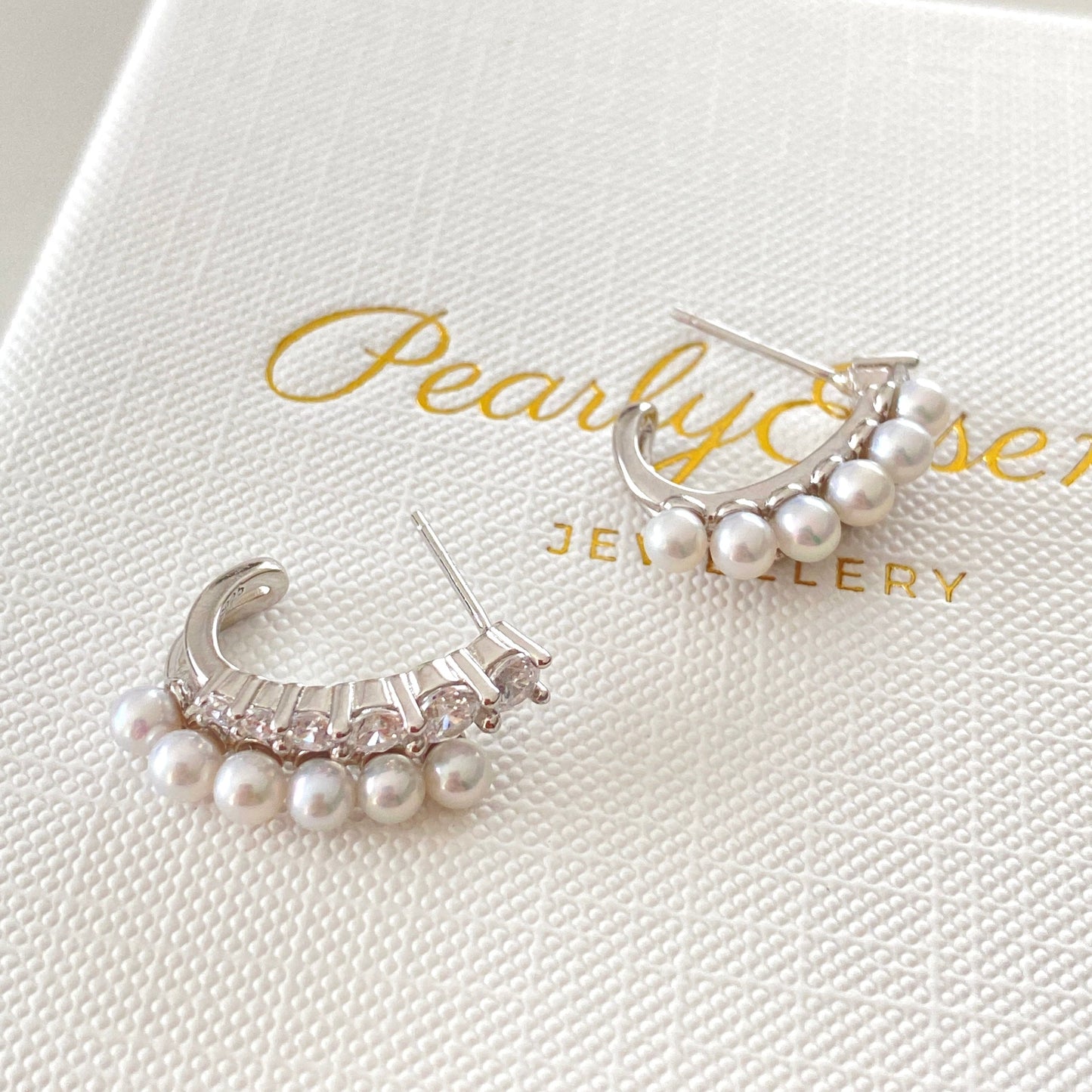 Double Row Zircon Freshwater Pearl Earrings FESZ3500