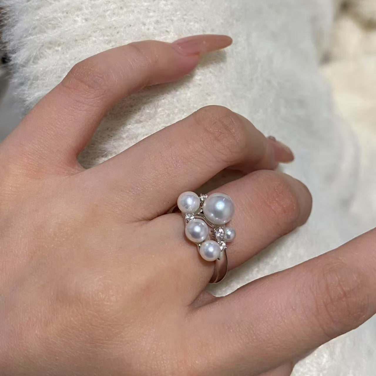 4-7mm Popcorn Aurora Freshwater Pearl Ring FRS4700