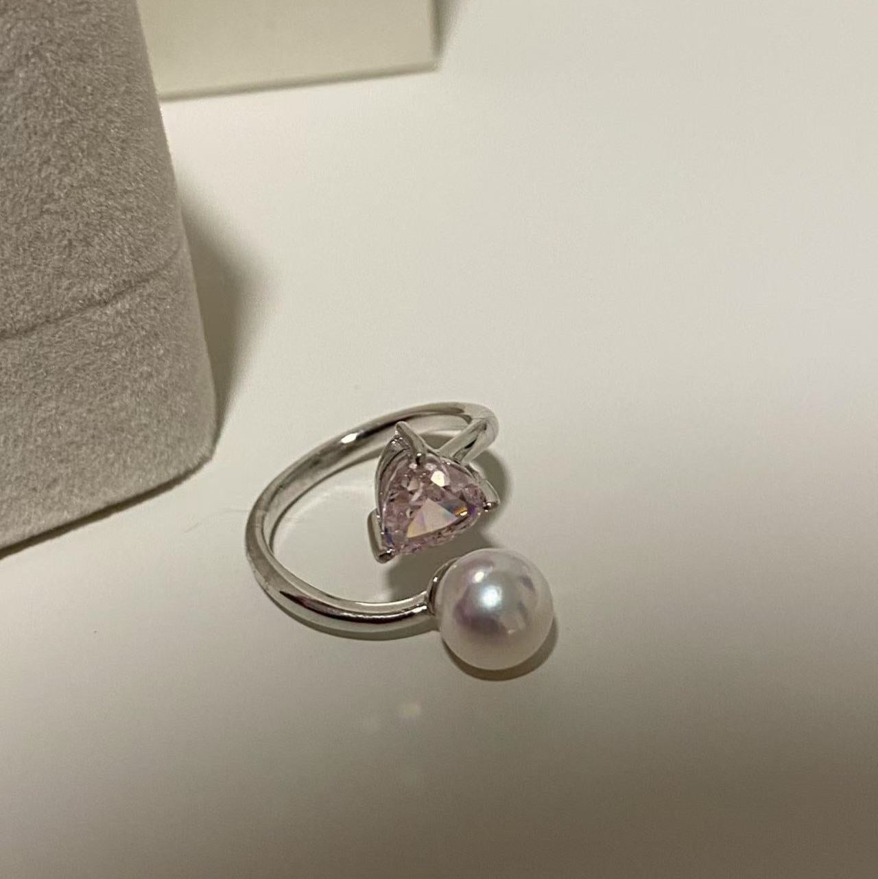 Pink Heart Akoya Pearl Ring ARS7800