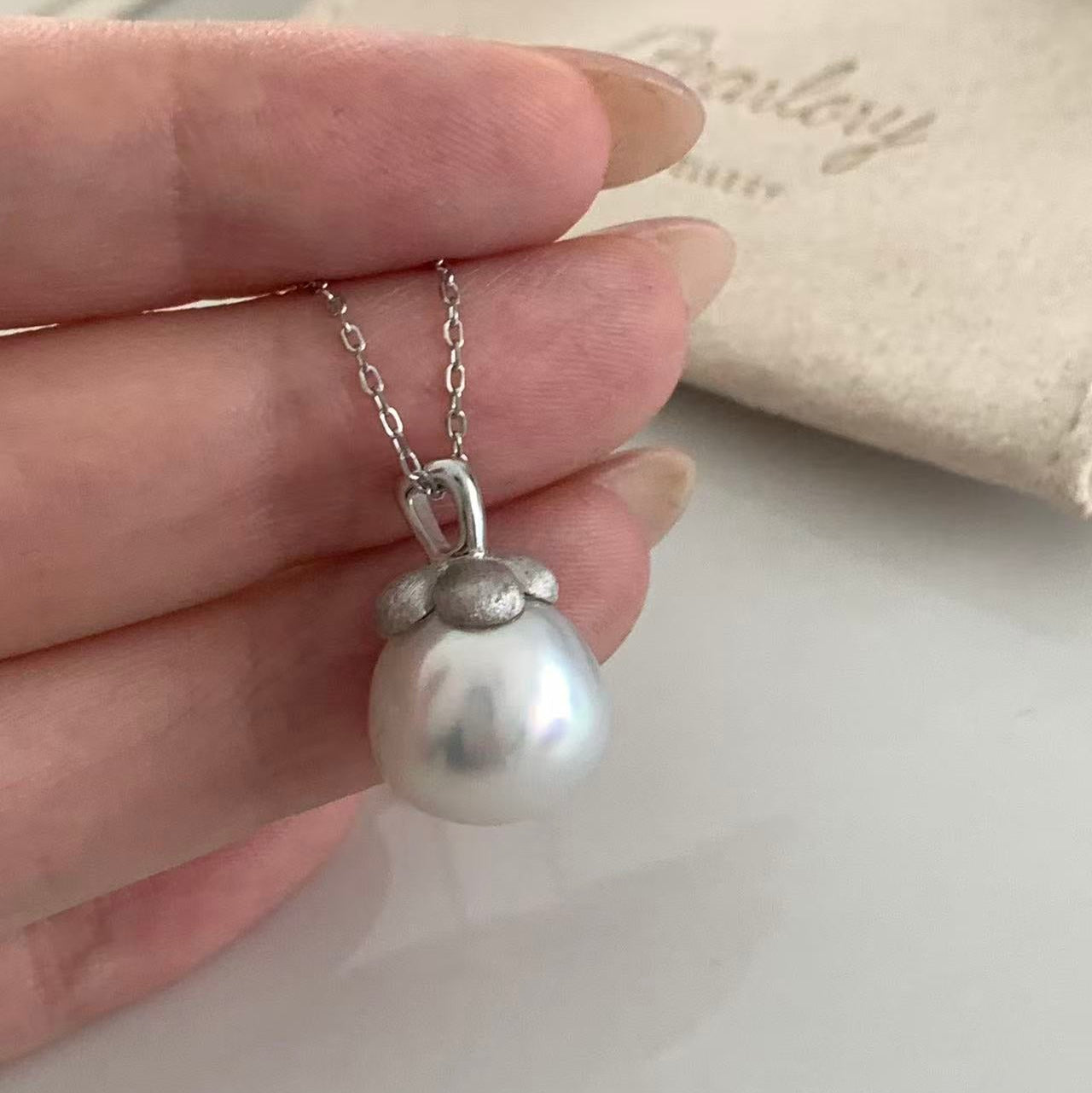12-13mm Aurora Persimmon Australian White Pearl Necklace