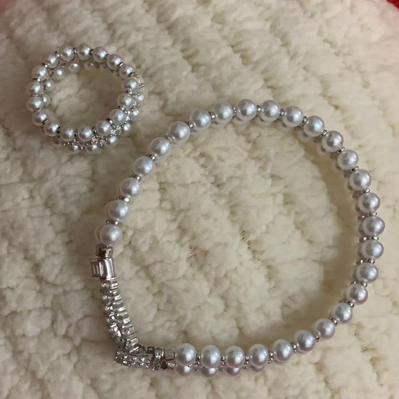 (Pre-order) Double-Row Aurora Freshwater Pearl Set FPPS012