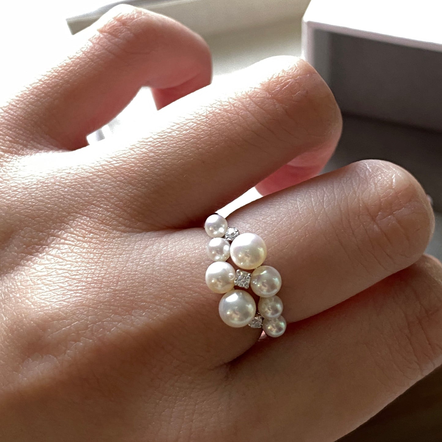 (Pre-order) Popcorn Style Aurora Freshwater Pearl Ring FRS0365
