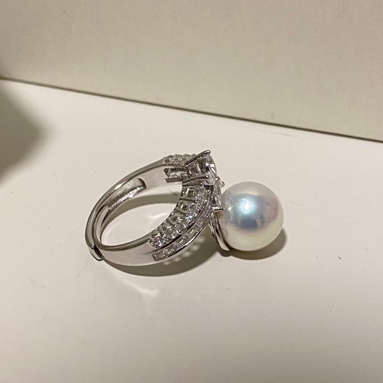10-11mm Lucky Clover Aurora Freshwater Pearl Ring