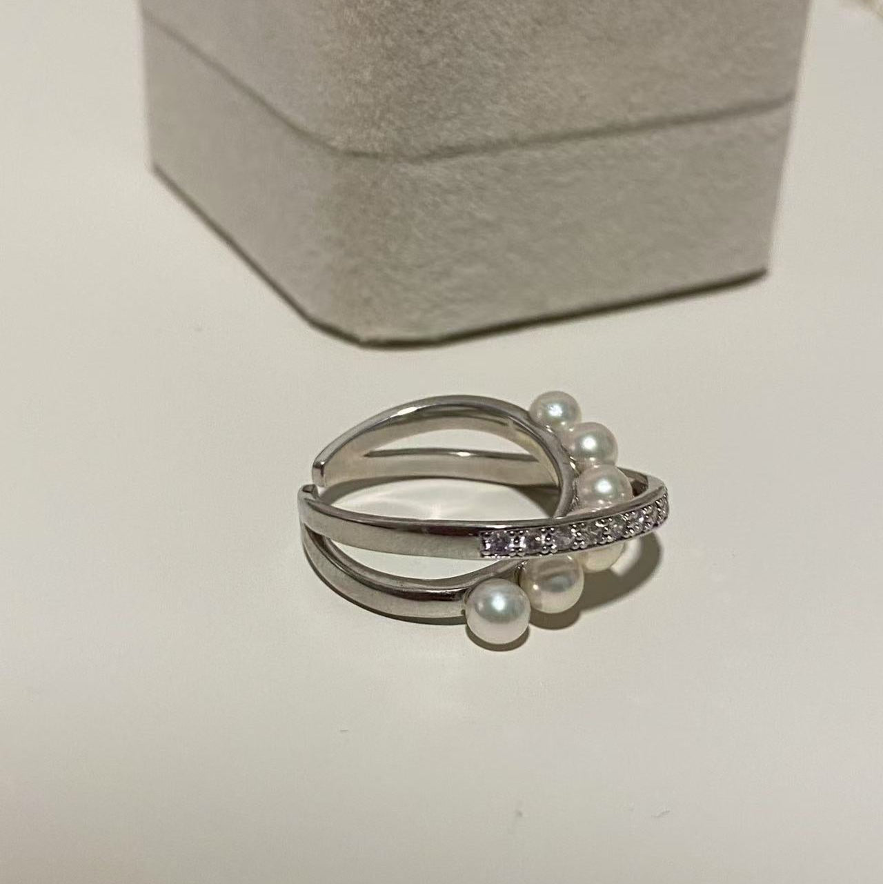 4-5mm Akoya Pearl Row Ring ARS4500