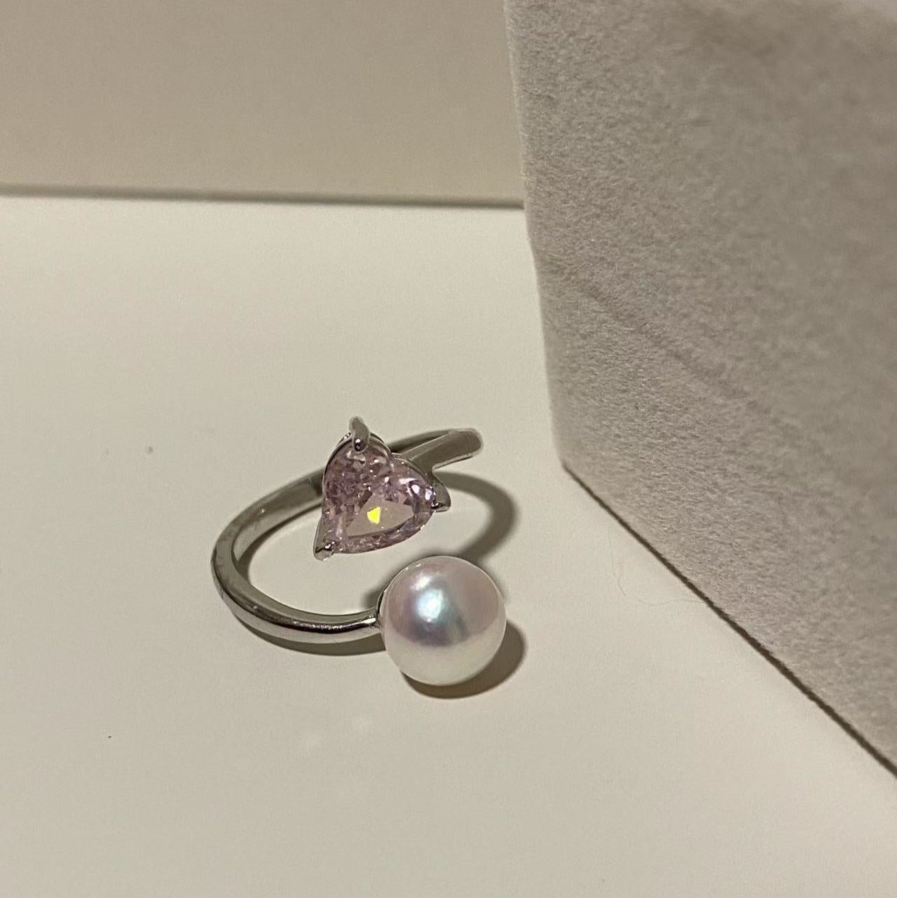 Pink Heart Akoya Pearl Ring ARS7800