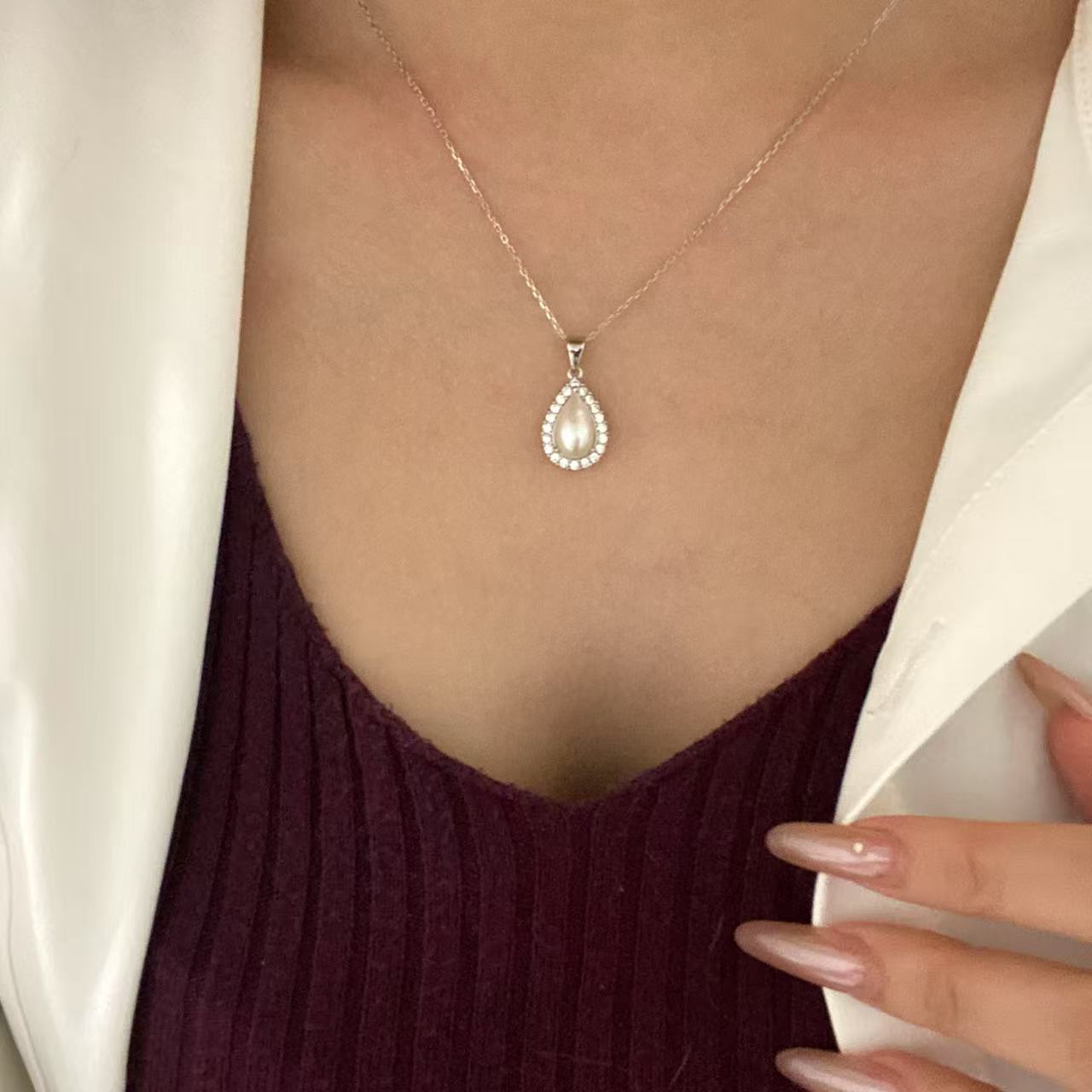 10-13mm Teardrop Freshwater Pearl Necklace FNS1013