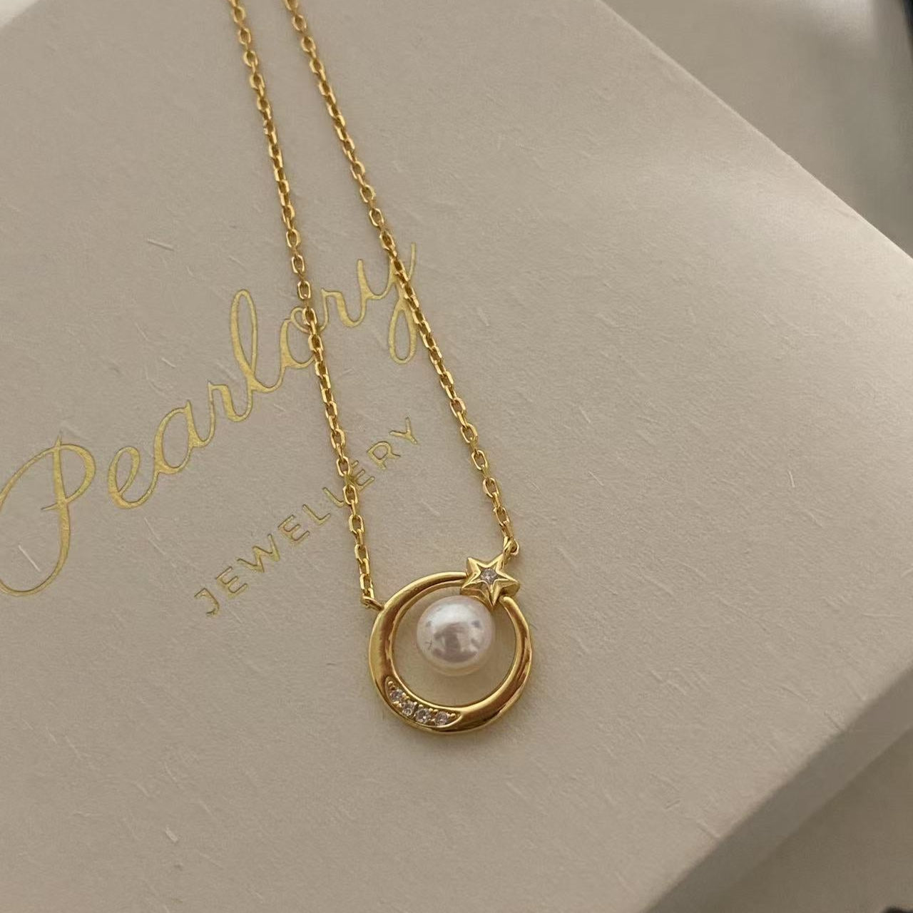 (Pre-order) 6-6.5mm Star Moon Akoya Pearl Necklace ANSG6650