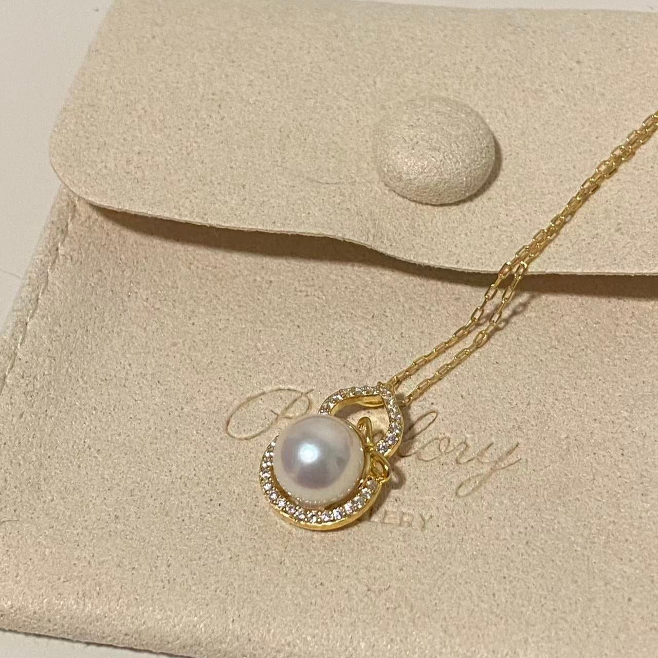 8.5mm Golden Gourd Akoya Pearl Necklace ANSG8500