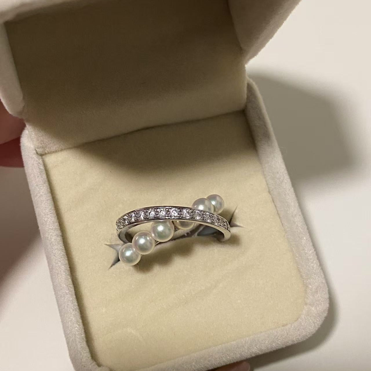 4-5mm Akoya Pearl Row Ring ARS4500