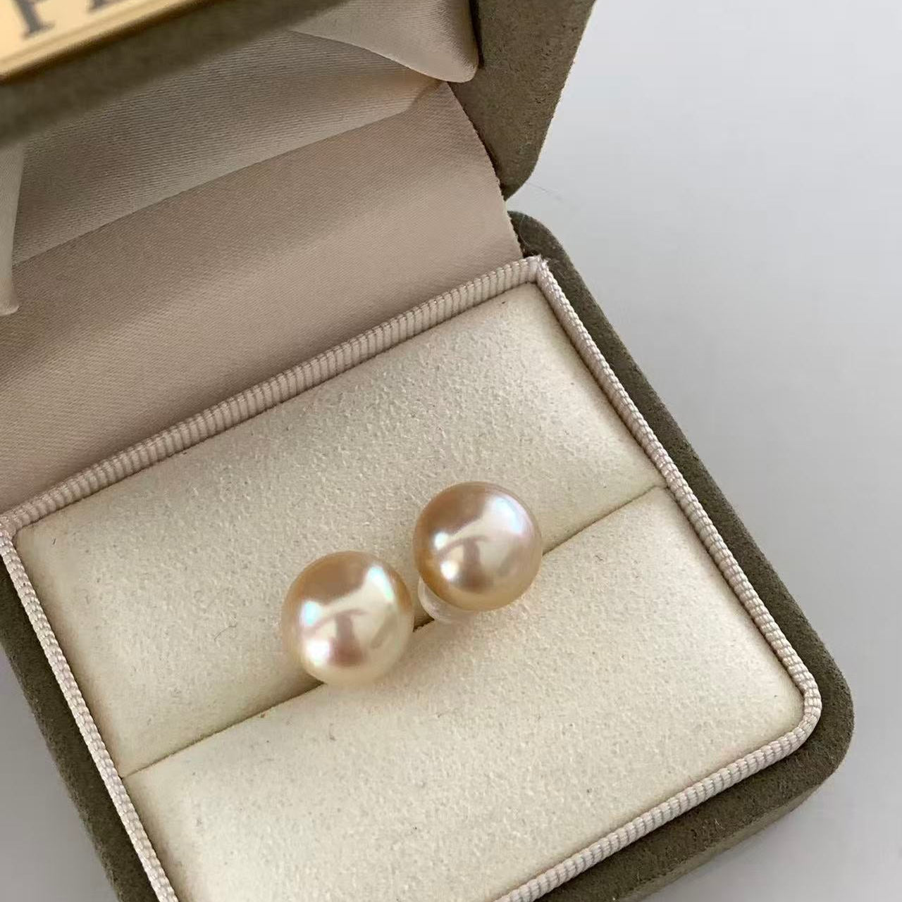 11-12mm 18K Golden South Sea Pearl Stud Earrings