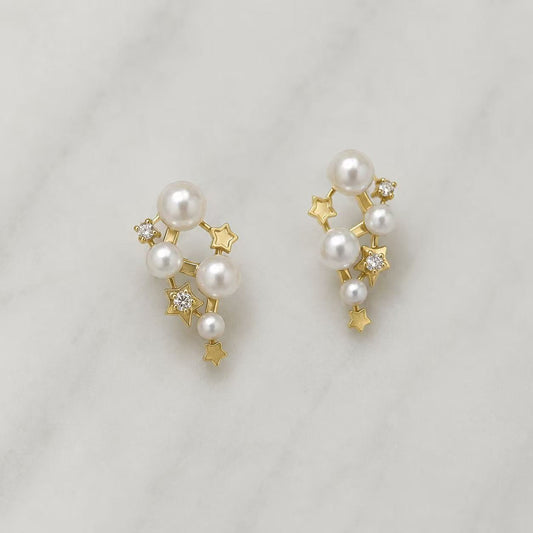 Aurora Star Freshwater Pearl Stud Earrings