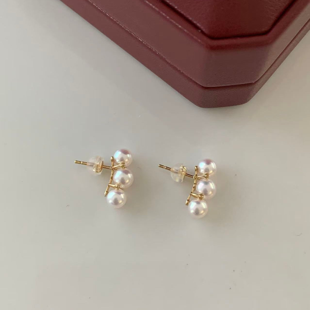 18K Gold Akoya Pearl Pea Stud Earrings