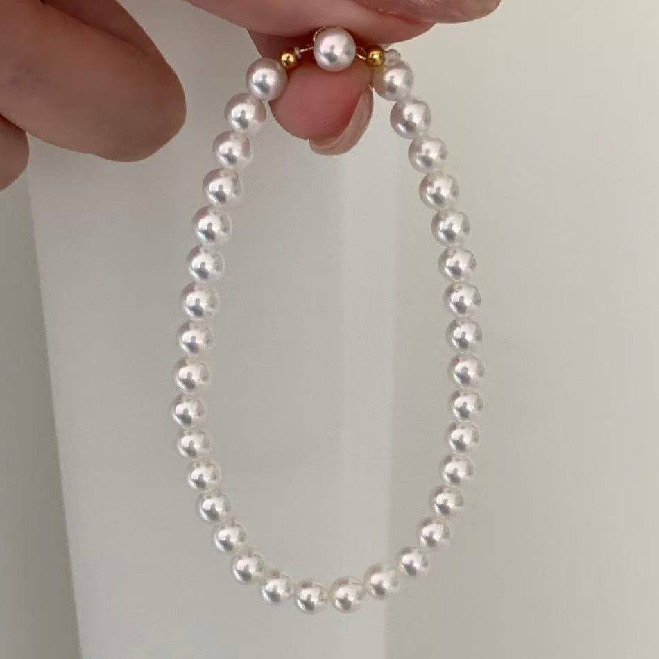 18K Gold Light Bulb Freshwater Pearl Bracelet