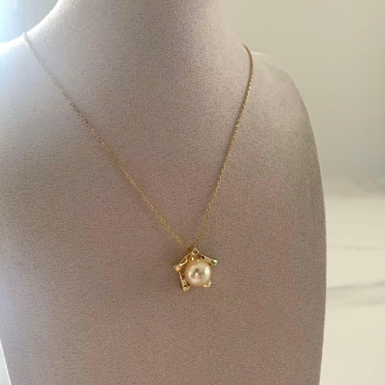 8.5-9mm Golden Star Akoya Pearl Necklace
