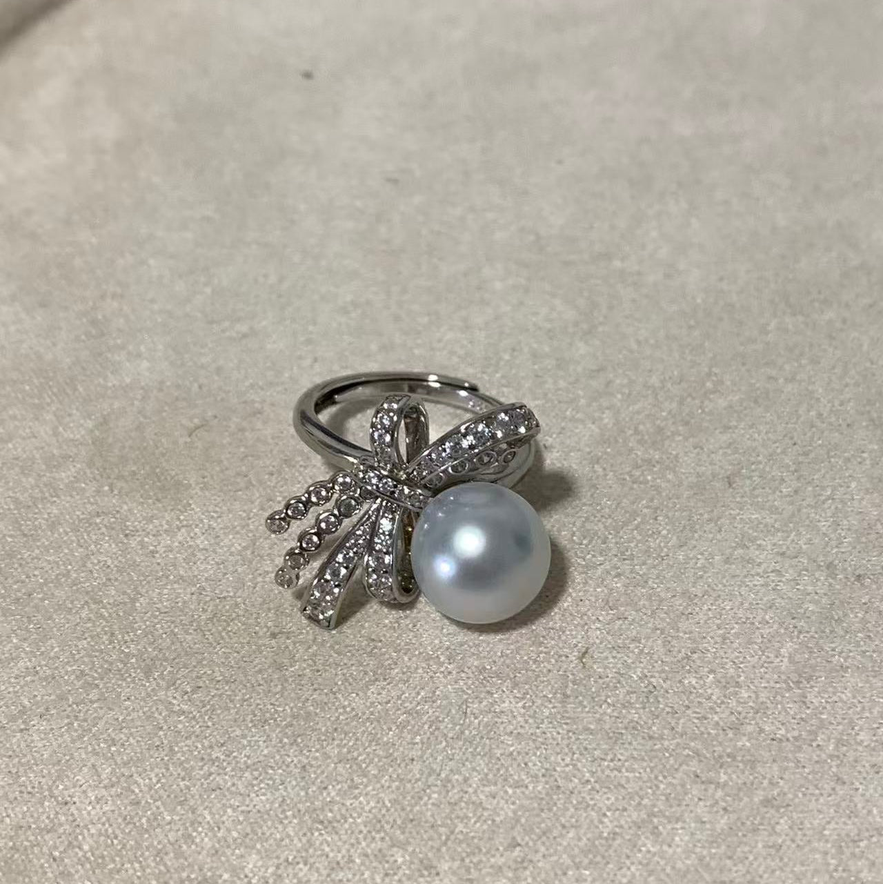 Silver Tone Australian South Sea Pearl  Ring
