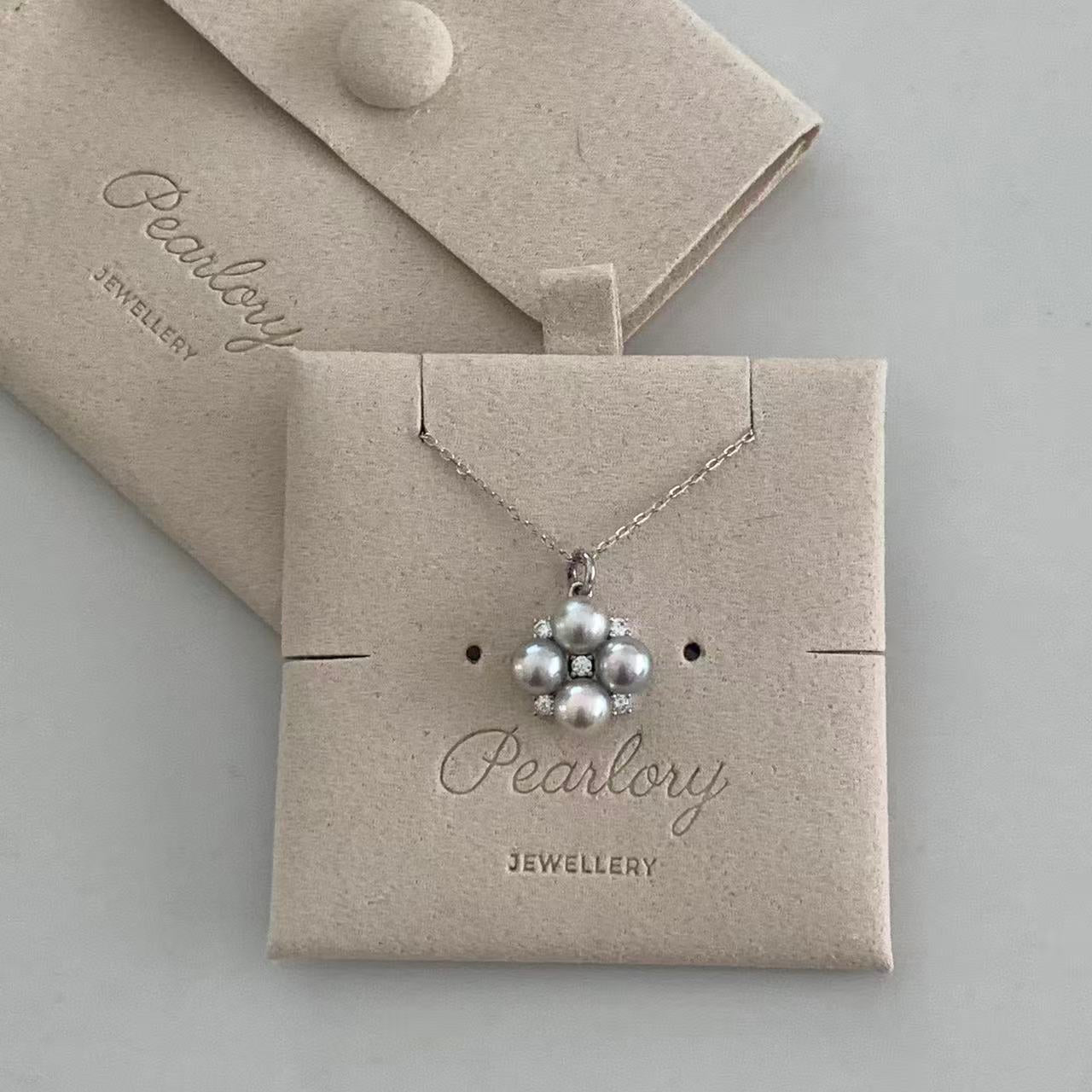 5.5-6mm Four-Leaf Clover Akoya Gray Pearl Necklace