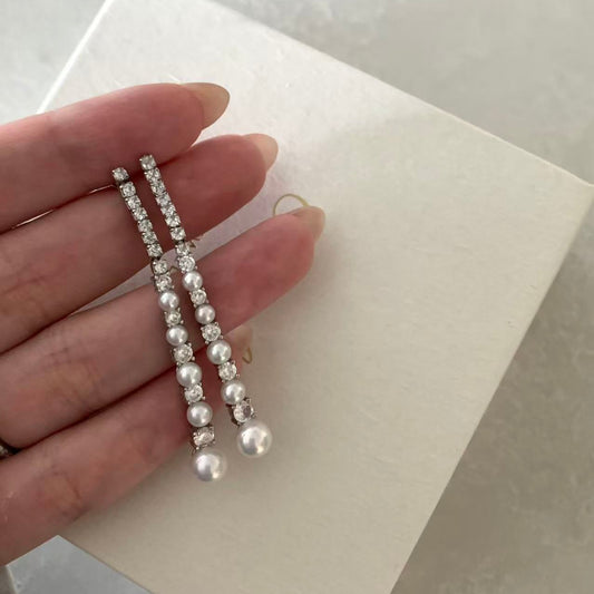 3.5-6mm Multi-pearl Tassel Earrings