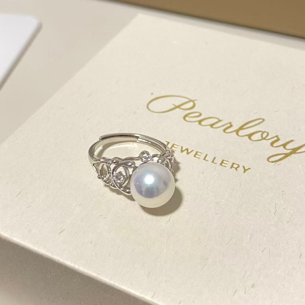 9-10mm Vintage-Style Freshwater Pearl Ring - Silver